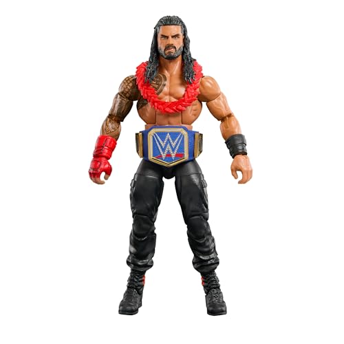 WWE Top Picks Elite Action Figure & Accessories Set, Roman Reigns 6-inch Collectible with Swappable Hands, Ring Gear & 25 Articulation Points, HWX34