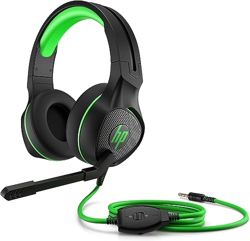 HP Pavilion Gaming Green Headset 400 – Padded Headset with Adjustable Mic and Control from the Cord, Gaming, PC, Xbox, PlayStation, Zoom