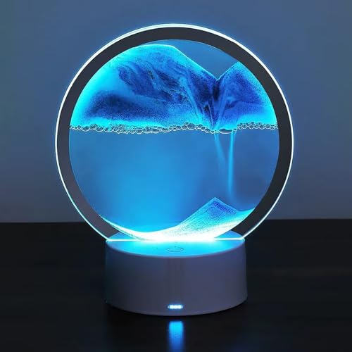 Smart Home Devices Ring 3D Moving Sand Art Desk Lamp 7.87 Inch 360° 15ml Rotating Decorative Creative Art Liquid Motion Living Room Bedroom Desk Lamp (Purple, One Size)