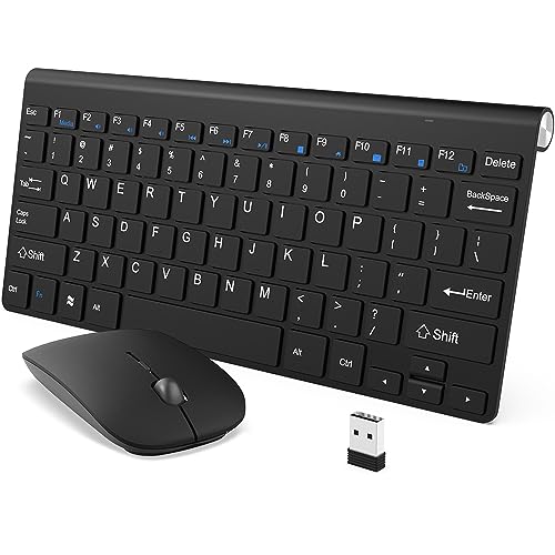Andizun US Layout Wireless Keyboard and Mouse Set, 2.4Ghz Cordless Slim Computer Keyboard, Wireless Mouse Adjustable DPI, Multi-Media Shortcut US Layout Wireless Mouse and Keyboard, for Windows,Mac,PC