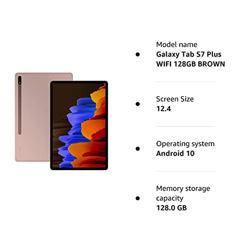 Samsung Galaxy Tab S7+ Wi-Fi Android Tablet Mystic - Bronze (UK Version) (Renewed)