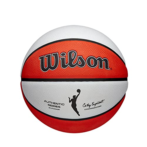 Wilson Basketball, WNBA Authentic Series Model, Outdoor, Tackskin Rubber, Size: 6, Brown/White