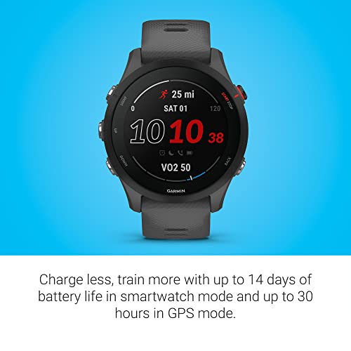 Garmin Forerunner 255 Easy to Use Lightweight GPS Running Smartwatch, Advanced Training and Recovery Insights,Safety and Tracking Features included, Up to 12 days Battery Life, Slate Grey