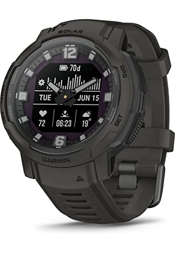 Garmin Instinct Crossover Solar Hybrid Smartwatch, 45 mm, Solar Charging, Rugged Design and Super-Luminova Hands, 70 Days Runtime, 30 Sports, GPS, Cardio, SpO2, Activity Tracker (Graphite)