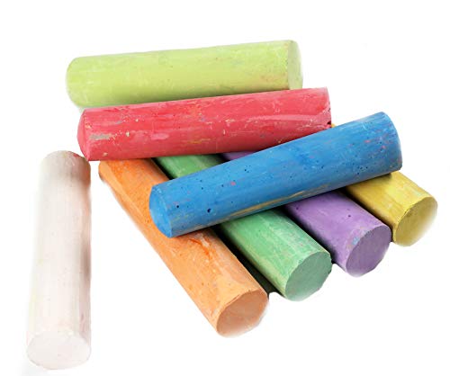 24 Coloured Chunky Chalks , Giant, Pavement, Washable, Fun for Children 8 Vibrant Colours, Outdoor, Garden, Drawing - Artists - Toddler,Kids