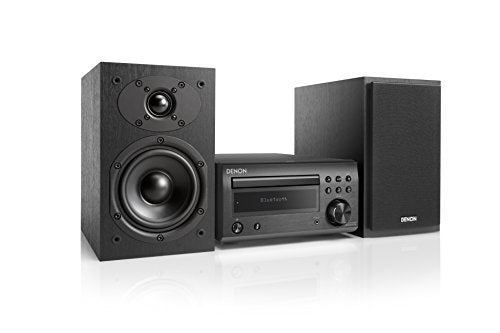 Denon Hifi System, CD Player with Speakers, Audio Receiver, Bluetooth, 2x30W + Subwoofer PreOut, FM Radio / DAB / DAB+ Tuner, 2x Digital Optical Input & 1x Headphone Output - Black