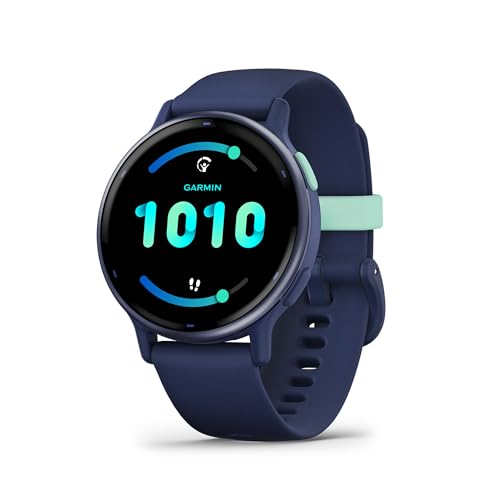Garmin Vivoactive 5 AMOLED GPS Smartwatch with All-day Health Monitoring and Music, Metallic Navy Aluminium Bezel with Navy Case and Silicone Band