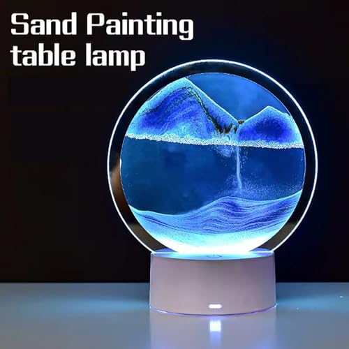 Smart Home Devices Ring 3D Moving Sand Art Desk Lamp 7.87 Inch 360° 15ml Rotating Decorative Creative Art Liquid Motion Living Room Bedroom Desk Lamp (Black, One Size)