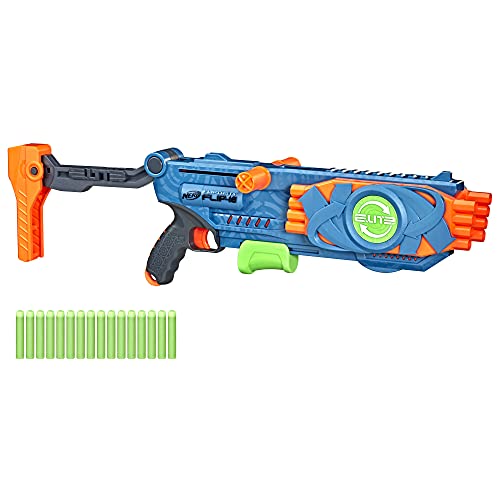 NERF Elite 2.0 Flipshots Flip-16 Blaster with 16 Dart Barrels That Flip to Double Your Firepower, 16-Dart Capacity, 16 Elite Darts