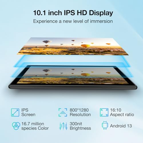 DOOGEE U10 Pro Tablet, 10 inch Tablet, 20GB RAM+128GB ROM/1TB, Android Tablet, Android 13 Tablet, WiFi-6, Widevine L1, 1280 * 800 HD+ IPS, 8MP+5MP, 5060mAh/TÜV SÜD/3.5mm Headphone Jack/BT 5.0, Grey