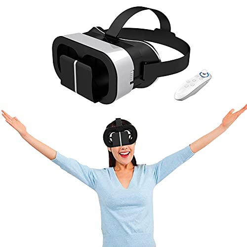 Jiakalamo VR Headset Universal Virtual Reality Goggles - Play Your Best Mobile Games 360 Movies with Soft & Comfortable New 3D VR Glasses with Controller(VR headset+handle)