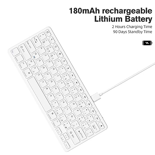 Bluetooth Keyboard Wireless Keyboard Ultra-thin Compatible with iOS/Android/Windows System Rechargeable Keyboard for iPad/Mac/iPhone/PC/Laptop/Smartphone/Tablet/Computer