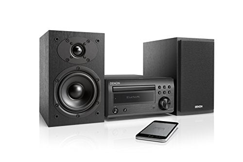 Denon Hifi System, CD Player with Speakers, Audio Receiver, Bluetooth, 2x30W + Subwoofer PreOut, FM Radio / DAB / DAB+ Tuner, 2x Digital Optical Input & 1x Headphone Output - Black