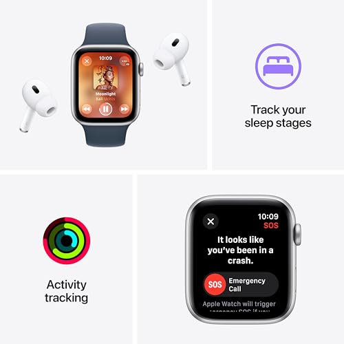 Apple Watch SE (2nd Gen, 2023) [GPS 40mm] Smartwatch with Starlight Aluminium Case with Starlight Sport Band S/M. Fitness & Sleep Tracker, Crash Detection, Heart Rate Monitor