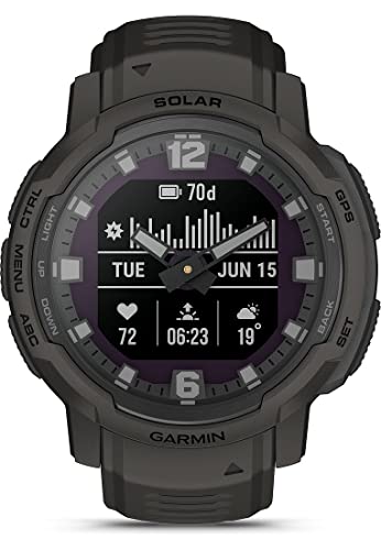 Garmin Instinct Crossover Solar Hybrid Smartwatch, 45 mm, Solar Charging, Rugged Design and Super-Luminova Hands, 70 Days Runtime, 30 Sports, GPS, Cardio, SpO2, Activity Tracker (Graphite)
