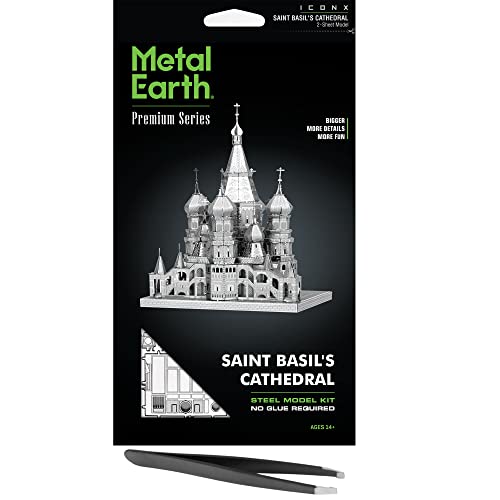 Metal Earth Fascinations Premium Series St Basil's Cathedral 3D Metal Model Kit Bundle with Tweezers