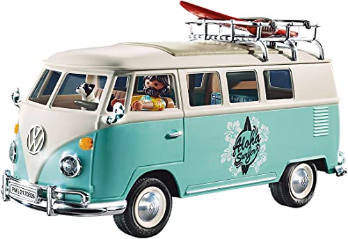 Playmobil 70826 Volkswagen T1 Camping Bus, Light Blue Surfer Van, Special Edition for Fans and Collectors, For Ages 5-99, Fun Imaginative Role-Play, PlaySets Suitable for Children Ages 4+