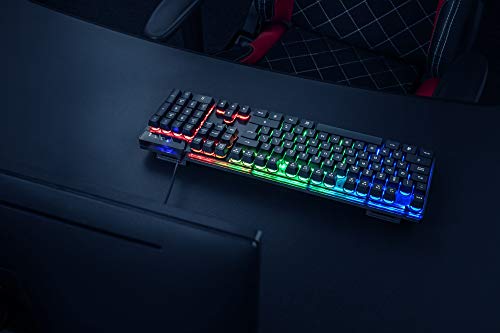 Trust Gaming GXT 835 Azor Gaming Keyboard with QWERTY UK Layout, LED Lighting, Game Mode, 12 Multimedia Keys, Anti-ghosting, Membrane Wired USB Keyboard for PC, Computer, Laptop - Black