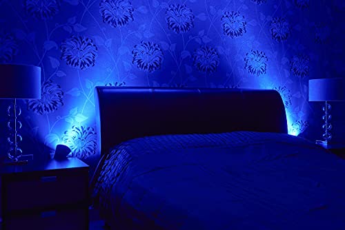 Auraglow Plugin GU10 Spotlight Uplighter Wall Wash Light Plug Socket Lamp with Colour Changing LED Smart Bulb & 4 Zone Remote - 2 Pack