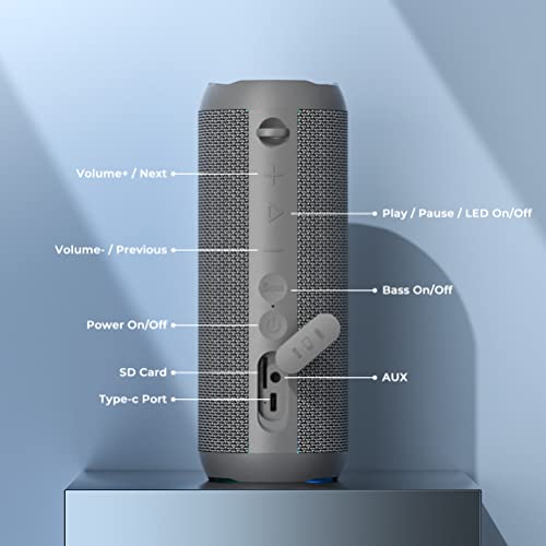 RIENOK Bluetooth Speaker Portable Wireless Bluetooth Speaker with 30W Enhanced Bass IPX7 Waterproof Bluetooth 5.3 Outdoor Speaker for Travel Sport