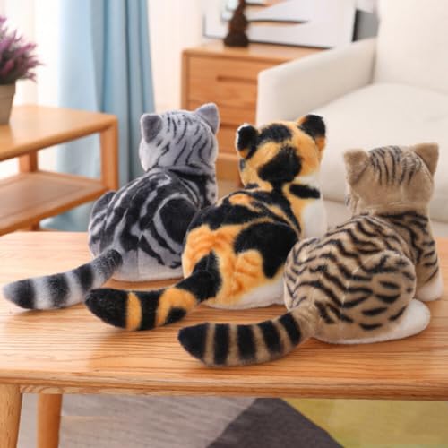 Uposao Cat Plush Soft Toys Stuffed Animal Cat Realistic Toy Cute Cat Doll Model Soft Stuffed Animal Pillow Soothing Hugging Sleeping Children Birthday Gift Boys Girls, 26cm