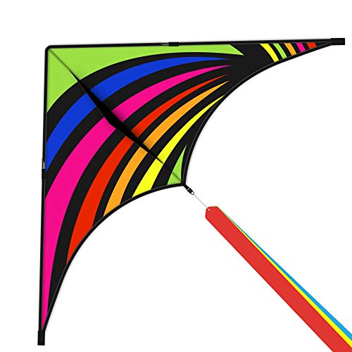 Mint's Colorful Life Delta Kite for Kids & Adults, Extremely Easy to Fly Kite with 3 Ribbons and 300ft Kite String, Best Kite for Beginner