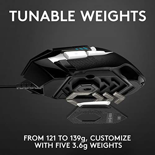 Logitech G502 HERO Special Edition High-Performance Wired Gaming Mouse, 25K HERO Sensor, 25600 DPI, RGB, Adjustable Weight, 11 Programmable Buttons, PC/Mac - Black and White