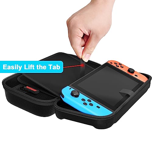 daydayup Switch Case Compatible with Nintendo Switch/Switch OLED - Carrying Case with 20 Game Cartridges, Protective Hard Shell Travel Case Pouch for Nintendo Switch Console & Accessories, Black