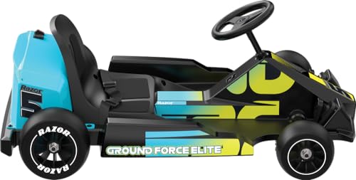 Razor Ground Force Elite - Electric Go Kart for Kids 13+ with Forward & Reverse Drive, Up to 14 mph Max Speed, 40 Minute Ride Time, 9 Mile Range, 350W Ride On with 36V 5Ah Battery - Black & Blue