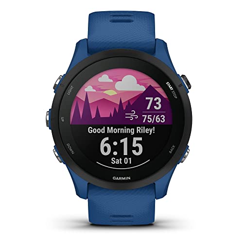 Garmin Forerunner 255 Easy to Use Lightweight GPS Running Smartwatch, Advanced Training and Recovery Insights,Safety and Tracking Features included, Up to 12 days Battery Life, Tidal Blue