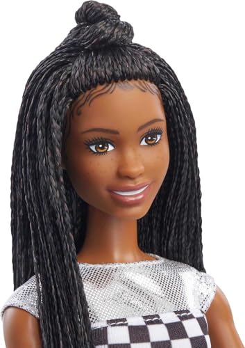 Barbie: Big City, Big Dreams Barbie “Brooklyn” Roberts Doll (11.5-in, Brunette Braided Hair) Wearing Shimmery Top, Skirt & Accessories, Gift for 3 to 7 Year Olds