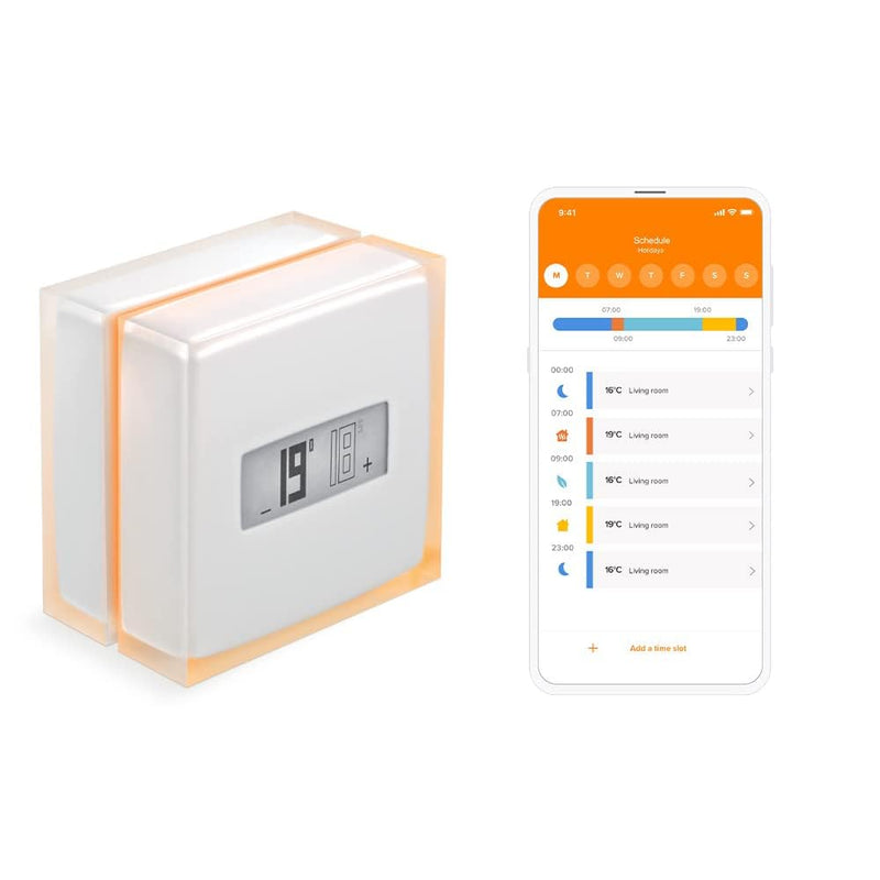 Netatmo Connected and Smart Energy Saving Thermostat - Wi-Fi - Reduce Bills & Control Heating Remotely by App, Compatible with Individual Boilers, NTH01-AMZ