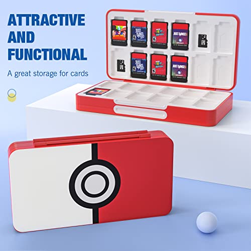 MoKo 48 Game Card Case Compatible with Nintendo Switch OLED 2021/Switch/Switch Lite, Switch Games Holder Case for 48 Switch Game Card & 24 SD Card, Slim & Portable Game Card Storage Box, Pokeball