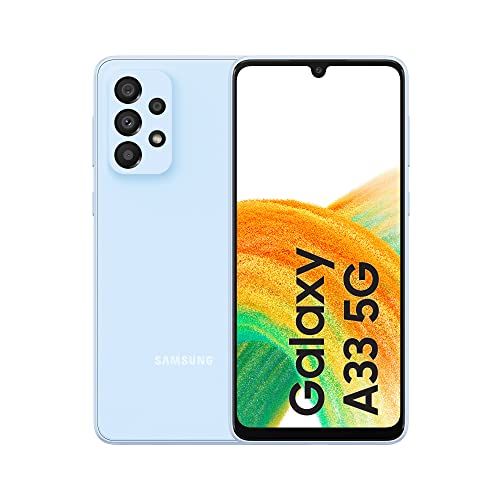 Samsung Galaxy A33 5G Android Smartphone, Infinity-U FHD+ Super AMOLED 6.4 Inch¹, 6GB RAM and 128GB Internal Memory, Expandable², 5000mAh Battery, Awesome Blue [Italian Version]