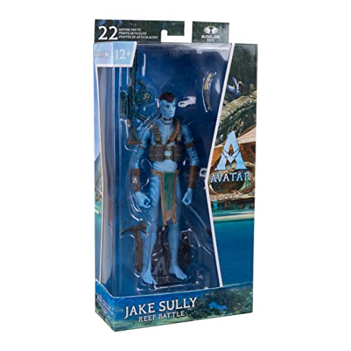 McFarlane Toys , Disney Avatar, World of Pandora 7-inch Jake Sully (Reef Battle) Classic Avatar Movie Action Figure with 22 Moving Parts, Disney Toys Collectible Figure with Collectors Stand, Ages 12+