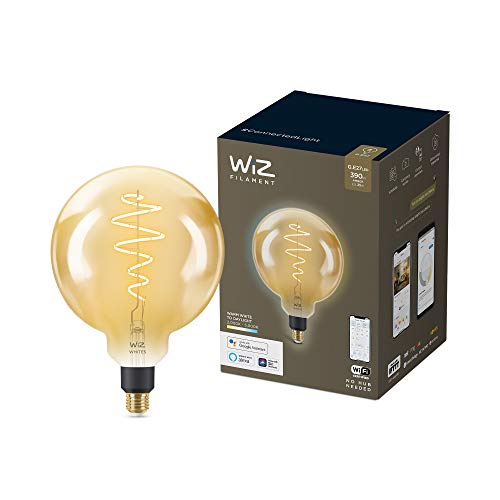 WiZ Dimmable White [E27 Edison Screw] Smart Connected WiFi Amber Globe G200 Light Bulb. Warm White 25W. App Control for Indoor Home Lighting, Livingroom and Bedroom
