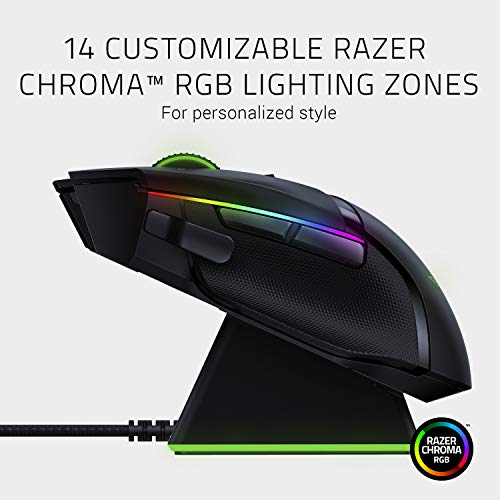 Razer Basilisk Ultimate with Charging Station - Wireless Gaming Mouse with 11 Programmable Buttons (Optical 20k Focus+ Sensor, Optical Mouse Switch, RGB Chroma, Customisable Scroll Wheel) Black
