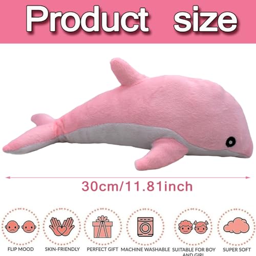 LabDip Dolphin Soft Toy, Dolphin Plush Toys, Children's Dolls Suitable For Gifts For Kids Fans Birthday Party Halloween Thanksgiving Suitable For Desk Sofa (30 cm)