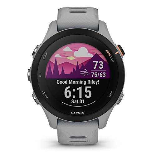 Garmin Forerunner 255S Small Easy to Use Lightweight GPS Running Smartwatch, Advanced Training and Recovery Insights,Safety and Tracking Features included, Up to 12 days Battery Life, Powder Grey