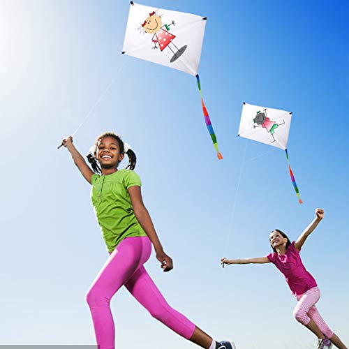 ZOYLINK 12 Sets Kids White Kite Blank Kite Outdoor Game Toy Creative DIY Coloring Flying Kite with Swivel and Line