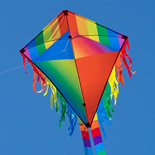 CIM Kite - Maya Eddy Joker - single line kite for children from the age of 3 years up - 65x72cm - incl. 80m kite line and 2x250cm striped tails