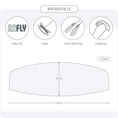 Skymonkey Airtwister 2.3 Parafoil with flight straps and bag, Ready 2 Fly", suitable for beginners