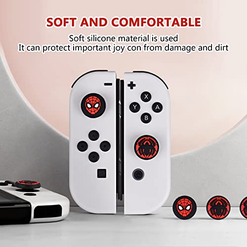 DLseego Thumb Grips Caps For Switch/Switch Lite/Switch OLED Joy Con Cool Movie Comic Hero Console Analog Joystick Protective Cover Cartoon Button Cap - Red and Black(4PCS)