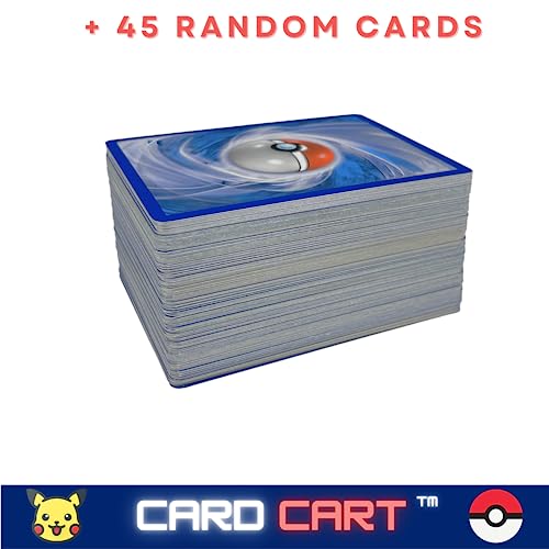 Card Cart - Pack of 50 Ultra Rare Card Bundle - Guaranteed 1 Ultra Rare and 5 Holo Shiny cards - Includes Card Cart Toploader - Compatible with Pokemon cards pack and dedicated deck card games