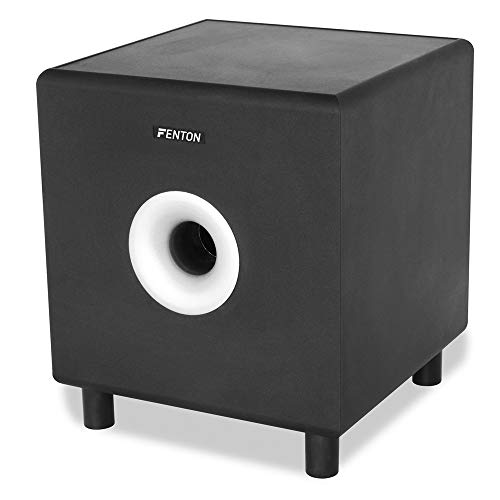 Fenton 5.1 Surround Sound Speaker System with Subwoofer and Home Cinema Theatre FM Radio Bluetooth Amplifier, Walnut Wood