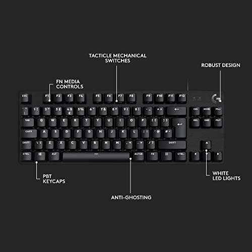 Logitech G413 TKL SE Mechanical Gaming Keyboard - Compact Backlit Keyboard with Tactile Mechanical Switches, Anti-Ghosting, Compatible with Windows, macOS, QWERTY UK English Layout - Black