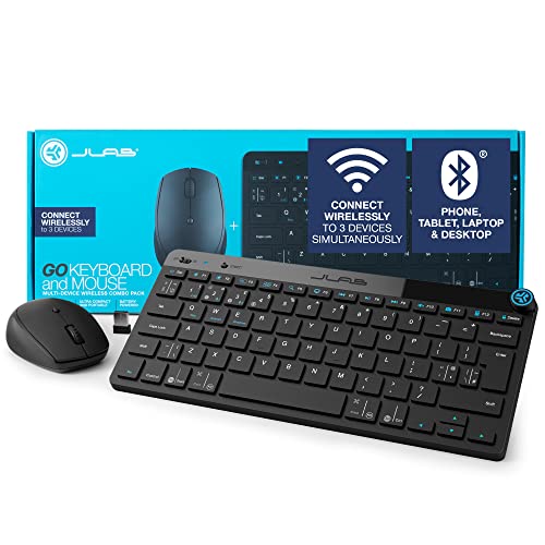 JLab Go Bundle Bluetooth & Wireless Keyboard and Mouse Set - Multi Device for iPad, PC, Laptop - Small Bluetooth Keyboard & Mice or 2.4G USB Option, Also for Apple/Windows/Computer/Tablet/Mac Devices