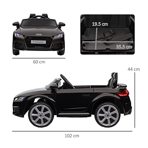 HOMCOM 12V Kids Ride On Car w/Rechargeable Battery, Remote Forward Reverse, LIGHTS, Horn, MP3 Player, Seatbelt - Black