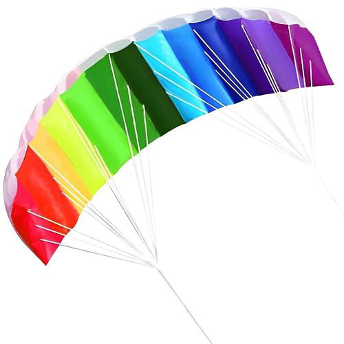 Nicoone Rainbow Kite for Children and Adults, Soft Stunt Sport Parafoil Kite with 30M/ 100FT Rope,Dual Line Sport Kite,Outdoor Seaside Beach Toy 1. 4M