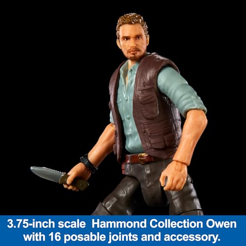 Jurassic World Hammond Collection Owen Grady Action Figure, Premium Authentic Articulated Figure, 3.75 Inch Scale, Dinosaur Related Toy, HTV60